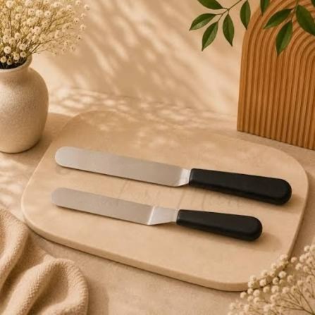 Angular Palette Knife with Black Handle | Stainless Steel Cake Icing Palette Knife