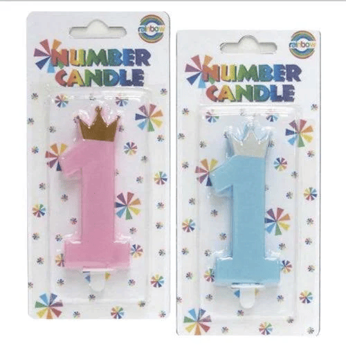 First Birthday Cake Candle | Pink & Blue | 1 Piece