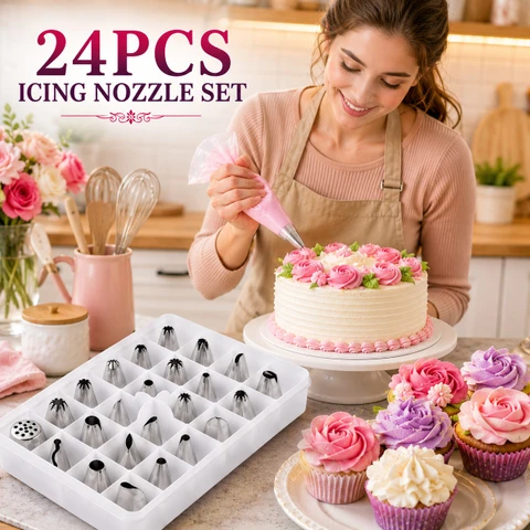 Stainless Steel Cake Decorating Nozzle Set | Assorted Icing Piping Tips