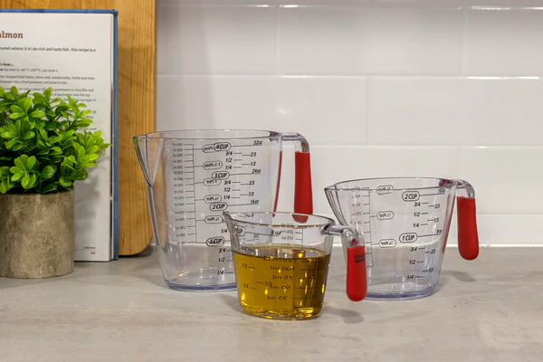 ColourWorks 3-Piece Acrylic Measuring Jug Set with Soft-Grip Handles (Red)