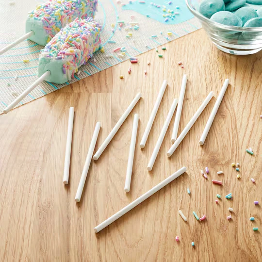 100-Piece White Paper Lollipop Sticks – 4 Inch