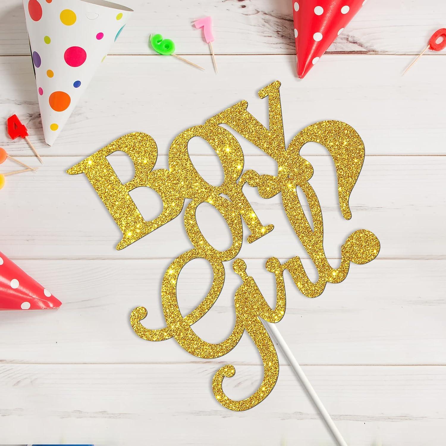 50-Piece Gold Acrylic “Boy or Girl” Gender Reveal Cake Toppers