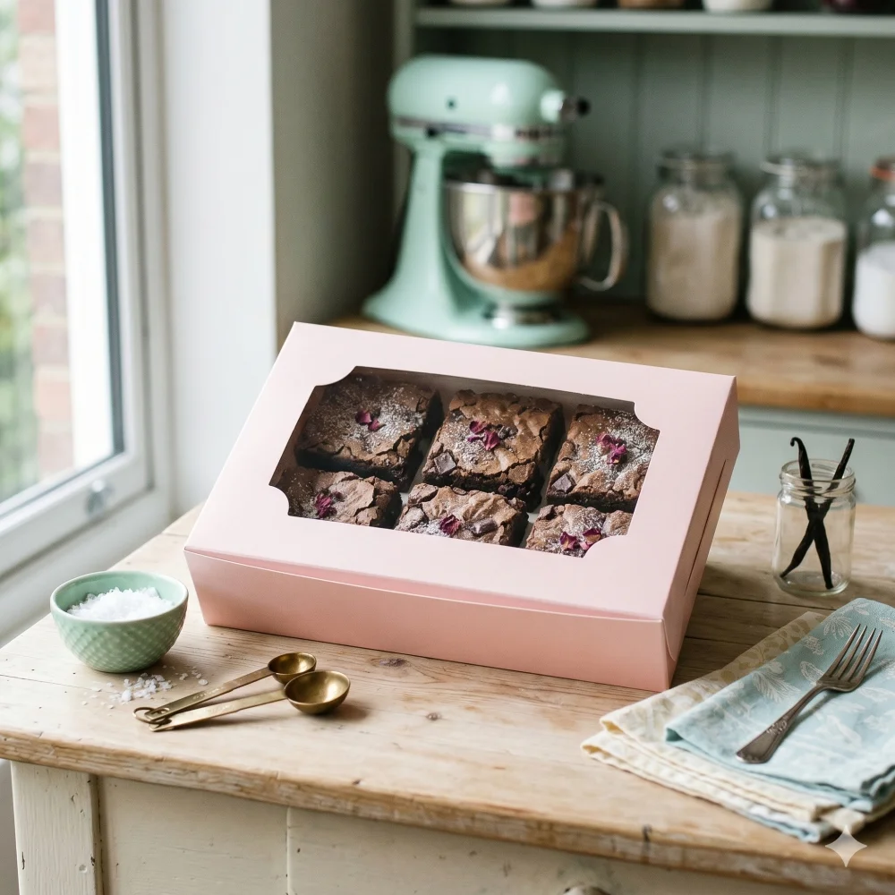 Pink Pastel Brownie Box (6 × 9 × 2) – Pack of 8
