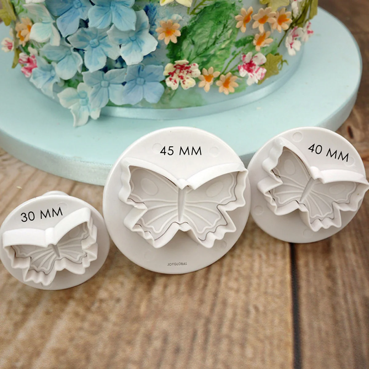 3-Piece Butterfly Plunger Cutter Set for Fondant & Cake Decorating