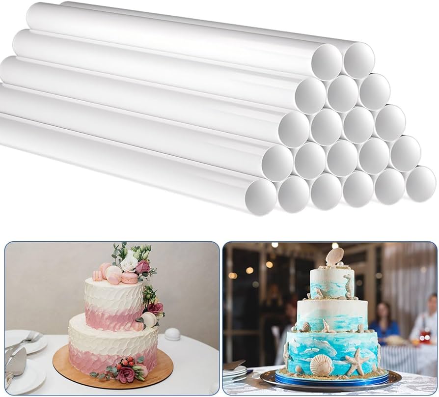 20-Piece White Plastic Cake Dowel Rods for Tiered Cakes (9.5 Inch)