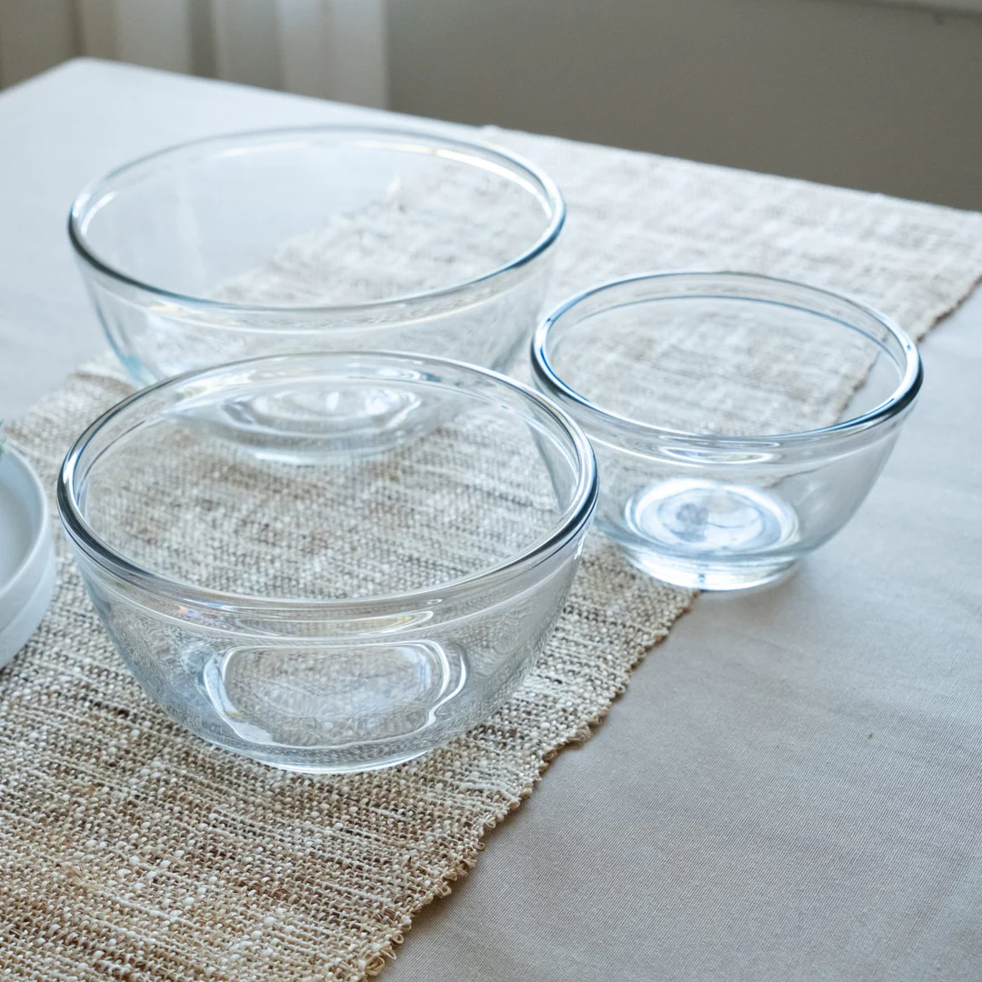 3-Piece Glass Mixing Bowl Set – Multi-Size Baking & Serving Bowls