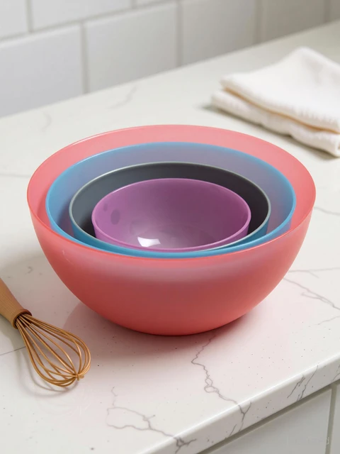3-Piece Plastic Mixing Bowl Set for Baking, Cooking & Food Preparation