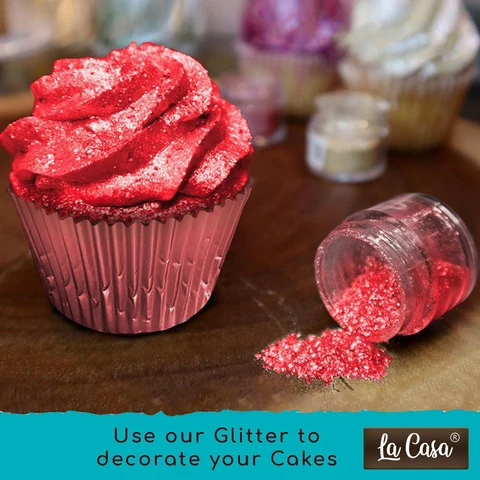 Premium Red Edible Glitter – Metallic Cake & Dessert Decoration