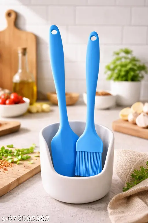 2-Piece Silicone Spatula & Oil Brush Set – Heat Resistant Kitchen Utensils