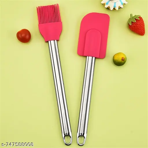 Premium Silicone Spatula & Pastry Brush Set with Stainless Steel Handles (2 Pieces)