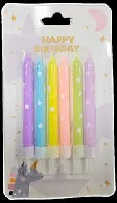 Candle Multicolour Star print 3" 6in1 (93-1)